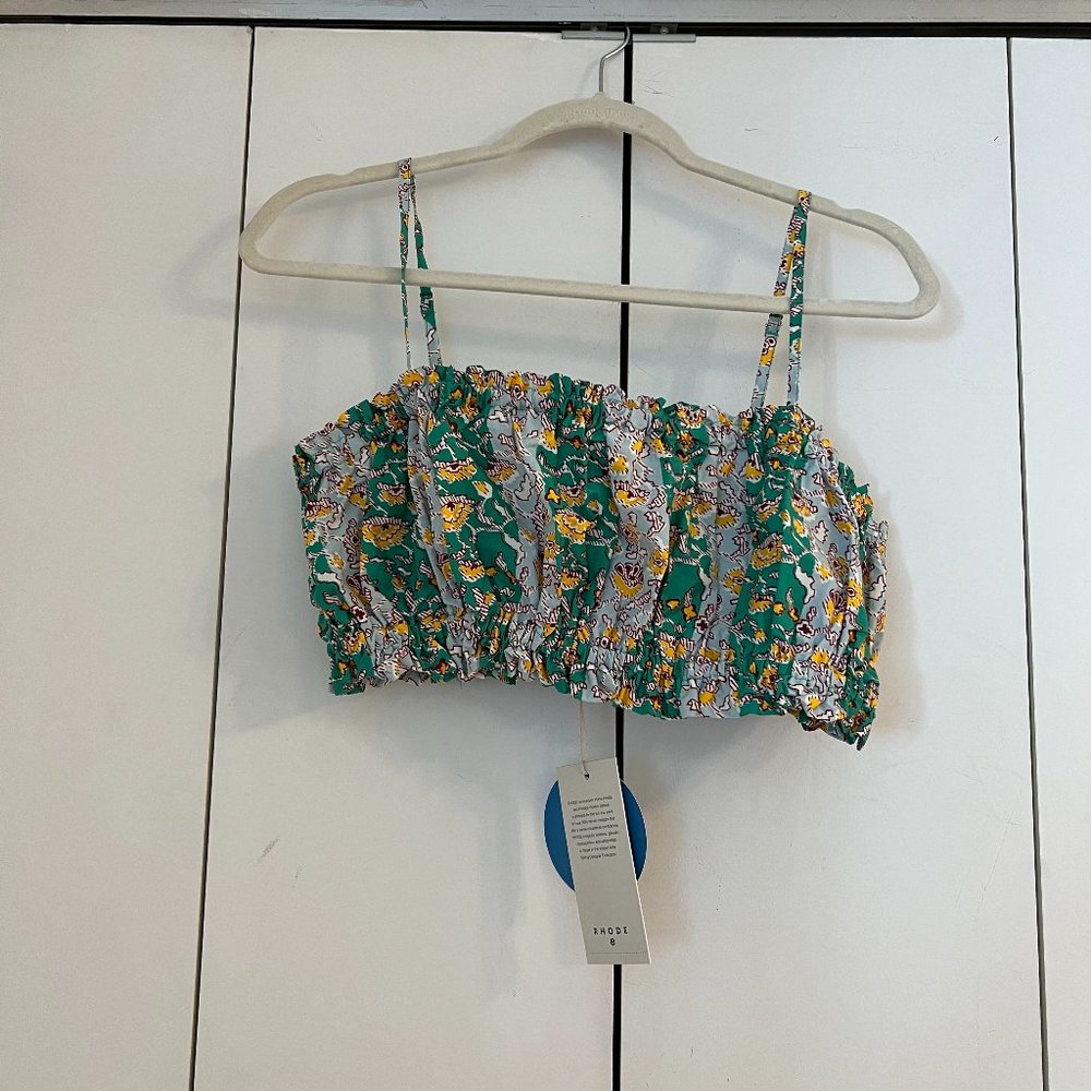Women's Mixed Whimsical Floral & Stripe Print Shirred Crop Tank - RHODE x Target